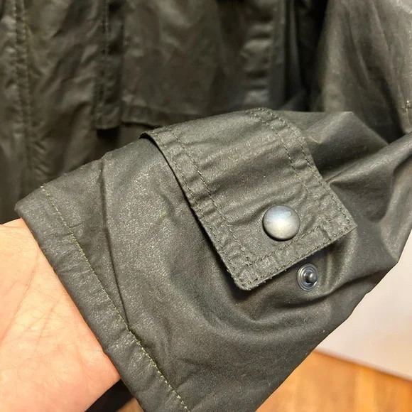 New wax cotton raincoat green lined hood Scotland Wathne MED / Barbour quality - Picture 2 of 16